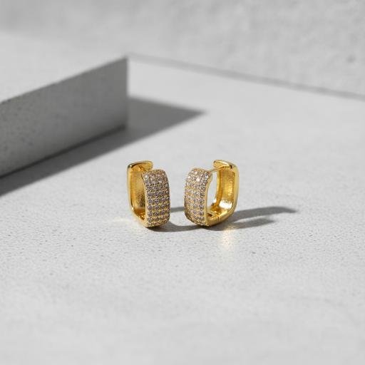 Cozy Crystal Hoop Earrings - Gold